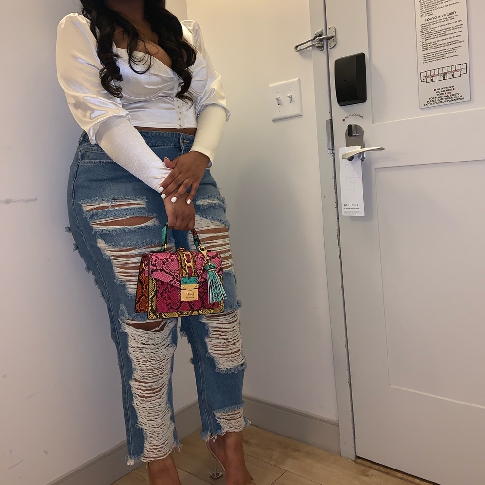Puffy Shoulder Corset White Top